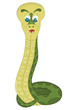 Illustration cartoon green snake on white background