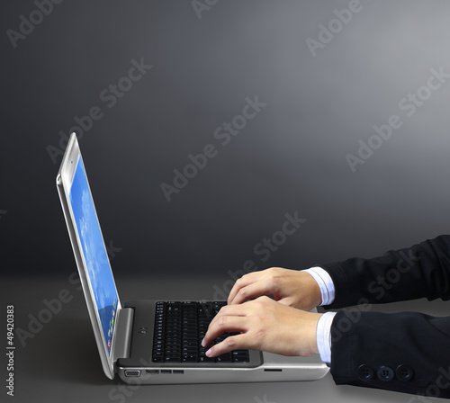 Photo: laptop in his hands laptop in his hands