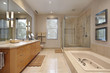 Master bath with oak wood cabinetry
