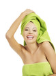 Beautiful happy woman after bath or spa