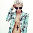 fashion portrait of a girl in stylish clothes