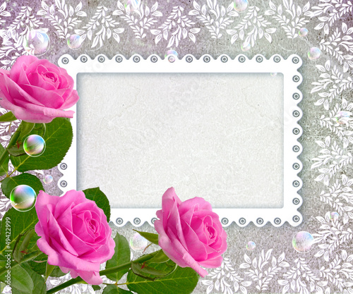 Illustration: Roses and openwork frame Roses and openwork frame