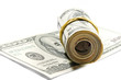 roll of dollar bills on the hundred dollar bill