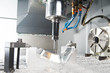 Close-up process of metal machining by mill