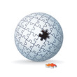 Jigsaw Puzzle Globe, Sphere. 3D Vector Image