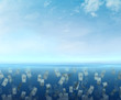 Money floating  in the sea