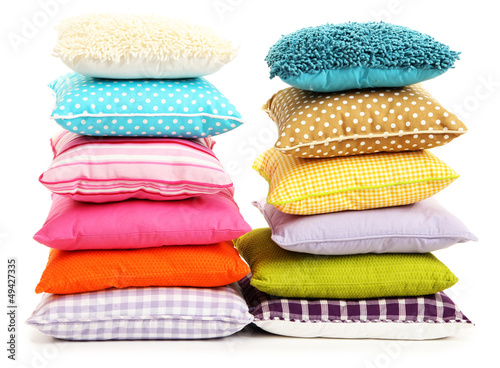 Photo: Hills colorful pillows isolated on white Hills colorful pillows isolated on white