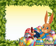 A male bunny in a leafy frame border
