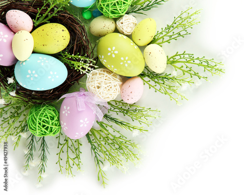Photo: Composition for Easter isolated on white Composition for Easter isolated on white