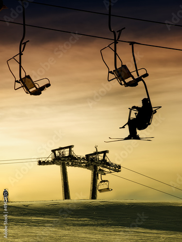 Photo: Skiing at sunset Skiing at sunset