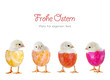 Frohe Ostern – 4 Küken in bunten Eiern