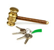 house keys and auction hammer