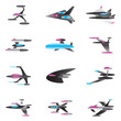 Spaceships in perspective - vector illustration