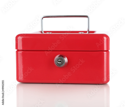 Photo: Closed red case isolated on white Closed red case isolated on white