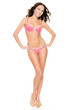 Young woman with lingerie (bikini) in front of white background