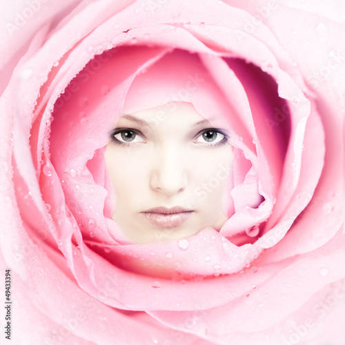 Photo: Beautiful woman face flower. Beautiful woman face flower.