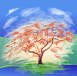 Vector: Blooming red tree Blooming red tree