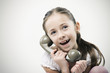 Photo: Little girl with vintage phone Little girl with vintage phone
