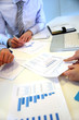 Closeup on business papers set on table