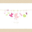 Baby Girl Hanging Symbols Dots Border
