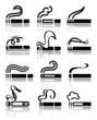 Vector: The set of black symbols cigarettes The set of black symbols cigarettes