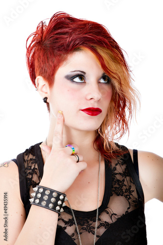 Photo: punk woman thinking punk woman thinking