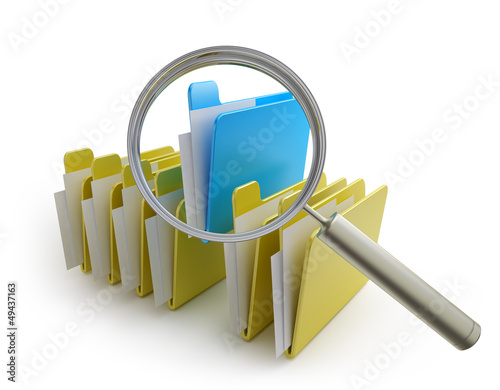 Illustration: folders and magnifier folders and magnifier