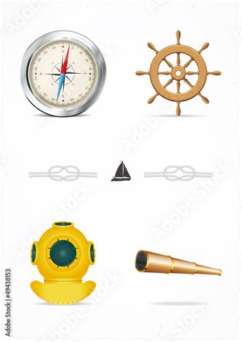 Vector: Vector set of nautical design elements Vector set of nautical design elements