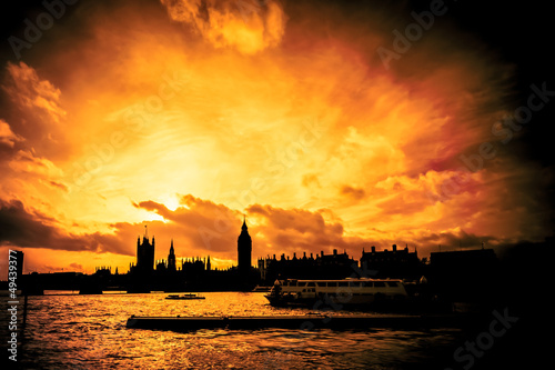 Photo: blazing sunset London skyline abstract blazing sunset London skyline abstract