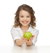 girl with green apple