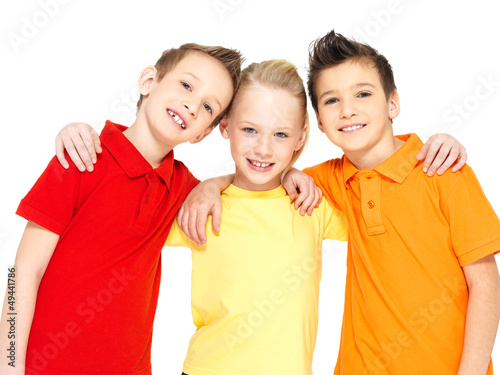 Photo: Portrait of the happy children isolated on white Portrait of the happy children isolated on white