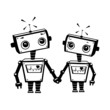 Vektor: Robots in love, illustration Robots in love, illustration