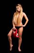 beautiful nude girl with boxing gloves