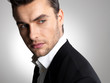 Closeup face of a fashion businessman in suit