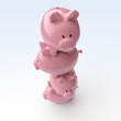 Sparschweine-Stapel: 3D-Illustration / 3D-Grafik