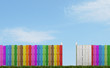 Colorful wooden fence with open gate