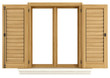 Wooden window with open shutter