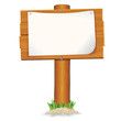 Isolated Wooden Sign with Paper. Vector Graphics