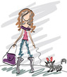 stylish girl with a dog