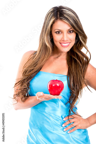 Photo: Beautiful woman holding an apple Beautiful woman holding an apple