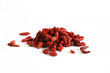 Goji berries or wolfberry fruit, dried isolated on white