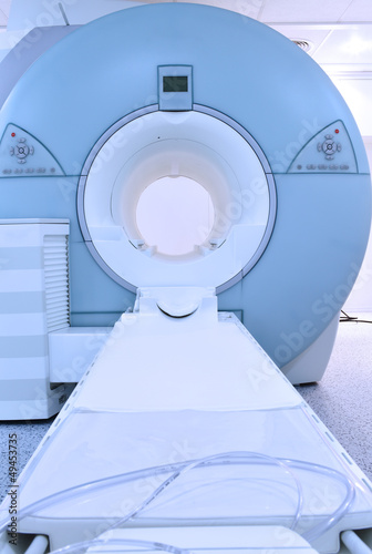 Photo: Modern MRI machine. Modern MRI machine.