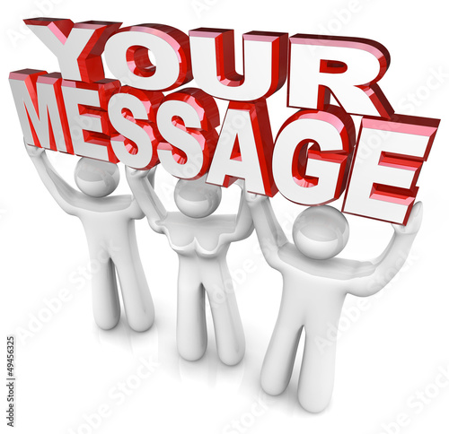Illustration: Team People Lift Words Your Message Advertising Special Announce Team People Lift Words Your Message Advertising Special Announce