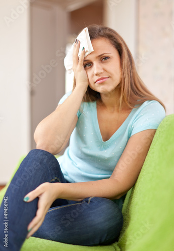 Photo: sick woman in home sick woman in home