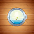 Vektor: Tropical Island view from Porthole. Vector Image Tropical Island view from Porthole. Vector Image