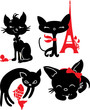 Set of cats silhouettes