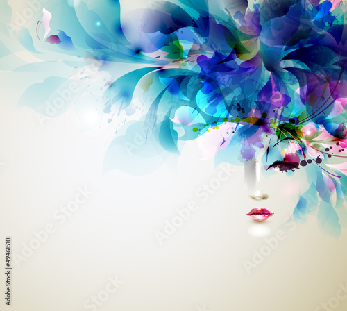 Fototapeta Beautiful abstract women with abstract design elements