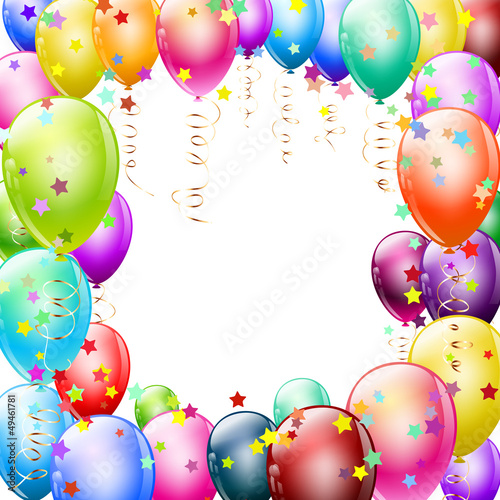Vector: colorful balloons frame with confetti colorful balloons frame with confetti