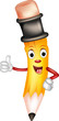 cute yellow pencil cartoon