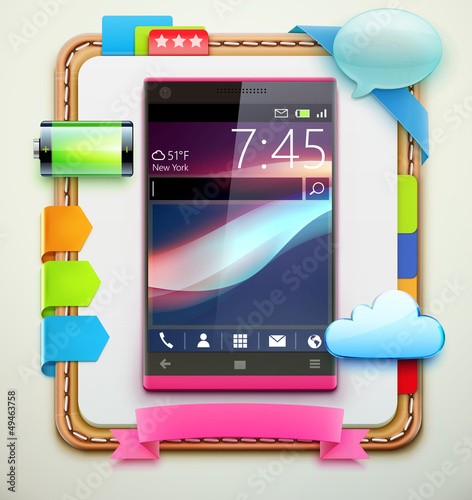 Illustration: Glossy modern cellphone Glossy modern cellphone
